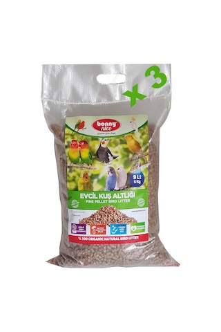 Bonny Nice Kanarya Muhabbet Papağan Kuş Kumu Kafes Altlığı 9 l X3