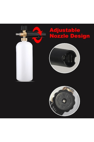 Mufunye Plastik Beyaz Yüksek Basınçlı Köpük Sprayer - Ayarı Değiştirilebilir Fıskiyeli Araba Yıkama Spreyi