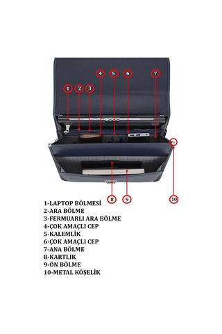 Case Club Kilit Mekanizmalı  Evrak Çantası 15,6 inç Laptop Bölmeli