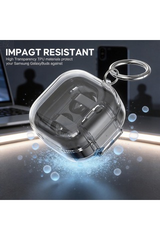 Samsung Galaxy Buds 4 Pro / Buds 4 İle Uyumlu Kılıf Standlı Kilitli Tpu Premium Matte Trip Case Şeffaf