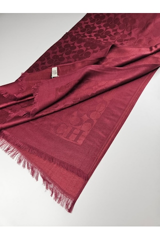 Miorel Scarfs C Desen Çift Taraflı Kaşmir İpek Şal 4 Mevsim Pamuk Şal Bordo