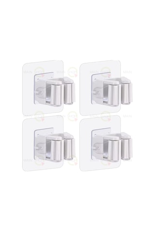 Mainshop Yapışkanlı Pratik Mop Temizlik Fırçası Tutucu Asma Askı Aparatı Paspas Sapı Tutucu 4 Adet M-310 Beyaz