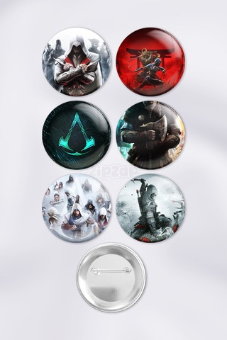 Assassin's Creed Video Oyun Bilgisayar Oyunu Çanta Süsü Rozet İğneli Buton Rozet Seti 6 Adet Çok Renkli