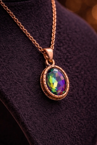 Kadın Bakır Kolye Doğal Mistik Topaz Taşlı Minimal Model Kolye Diğer