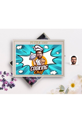 Bk Gift Kişiye Özel Erkek Chef Karikatürlü 1000 Parça Profesyonel Puzzle-15