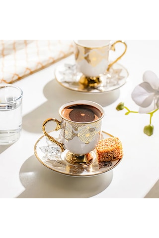 Nehir Ece 6 Kişilik 12 Parça Porselen Kahve Fincan Takımı