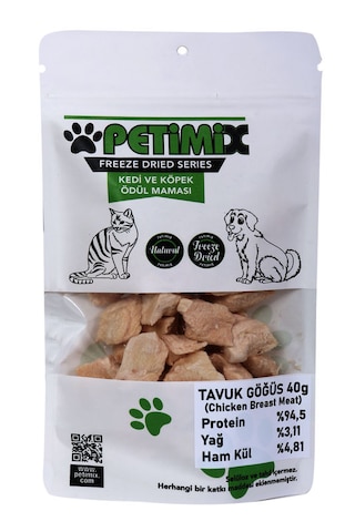 Petimix Freeze Dry Tavuk Göğüs Barf Kedi Ödül Maması 40 G