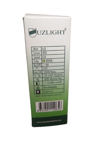 Uzlight 4,8w Sarı Işık Led Ampul E14 Ince Duy 10lu Paket