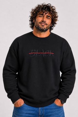 Starbattal Erkek Büyük Beden Sıfır Yaka 3ip Sweat Black 24202 Sıyah-2856 Siyah