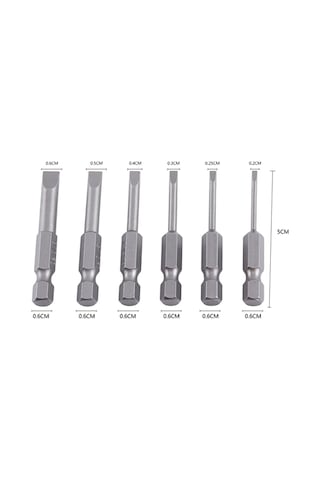 Wezone 6'lı Manyetik Saksım Uçlu Tornavida Ucu Seti - S2 Alaşımlı Çelik, 6.35mm Hex Shank, 2-6mm Boyutları, 50mm Uzunluk