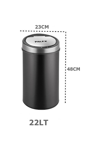 Geseus Palex Sensörlü Şarzlı Siyah Çöp Kovası 22 L Siyah