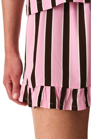 Penti Kahverengi Lily Çizgili Gömlek Şortlu Pijama Takımı Bbw