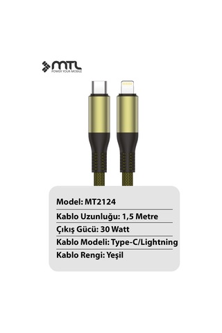 Type-c To Lightning Hızlı Şarj Ve Data Kablosu - 1.5 Metre - 30w Pd Örgülü Mt-a2124