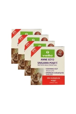 Vello Anne Sütü Saklama Poşeti 4 x 25 Adet