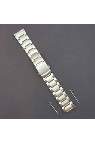 Çelik Metal Kol Saat Kordonu Yandan Basma Anahtarlı 24 Mm (B-02)