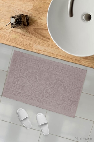 2 Li Ayak İzli Banyo Ayak Havlusu %100 Pamuklu Renkli 50x70 Cm Menom Mürdüm