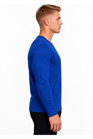 Axxel Erkek Koyu İndigo Pamuklu Likralı Süprem Uzun Kollu T-shirt-d236
