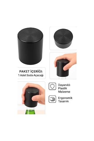Mucit Home Otomatik Manyetik Meşrubat Kapak Açacağı Bas Çek Mıknatıslı Şişe Siyah