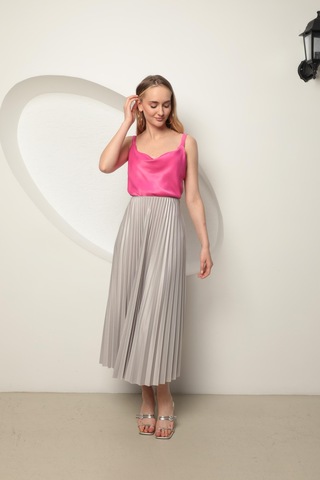 Chıcnhappy Örme Kumaş Kadın Piliseli Etek Gri 24op80010164 Gri