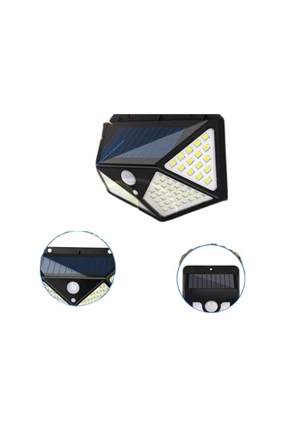 Solar Sensörlü Duvar Lambası 100 Led Ip65 Suya Dayanıklı Bahçe Aydınlatması Beyaz Işık