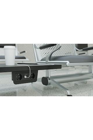 Metalline® Under-line Tezgah Altı Priz&Usb Kutusu - Siyah