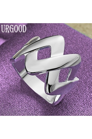 925 Ayar Gümüş Geometrik Yüzük Hediye Moda Takı 10