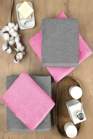 4 Lü Banyo Havlusu Takımı Soft Büyük Havlulu Pamuklu Havlu Seti 90x150 Cm Gri 001