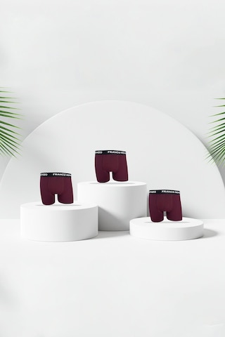 Franco Renzo Erkek 3'lı Lüx Kutulu Pamuklu Ve Likralı Boxer Bordo