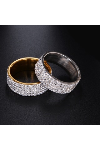 Stainless Steel Eternity Ring For Wedding Band Engagement Promise Crystal And Rhinestones Inlaid Circle Round, 57 Mm, Us Size:10, Inner Diameter: 20 Mm, Perimeter: 62.8 Mm Çok Renkli