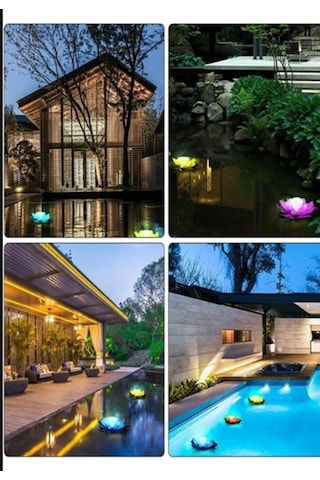 Nilüfer Lotus Çiçeği Yüzen Işıklar-otel-villa-bahçe Havuz Işıklan