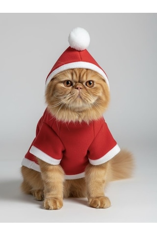 Buddy Kapşonlu Yılbaşı Kedi Sweatshirt Noel