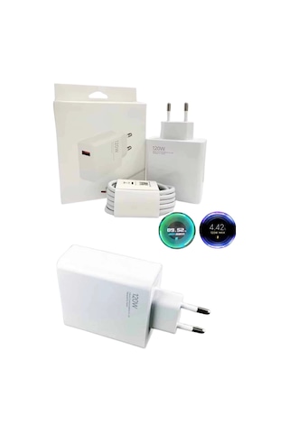 120 Watt Turbo Hızlı Şarj Aleti Seti Hızlı Şarj Adaptörü Beyaz