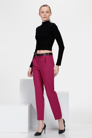 Cepli Cigarette Fit Pantolon Fuşya