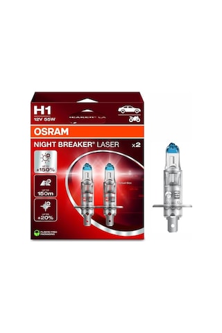 Osram 12v H1 Ampul 55w +%150 Fazla Işık 4200k Nıght Breaker Laser 2 Ad