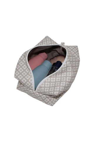 SerSev Çiçek Desenli El Yapımı Duck Kumaş Su Geçirmez Astarlı Makyaj Çantası