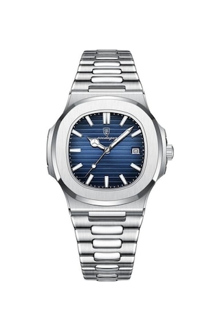 Yingfu 2025 Yeni Lüks Mavi Paslanmaz Erkek Saat, İş Su Geçirmez, Aydınlık Tarih, Kare Kuvars Mavi