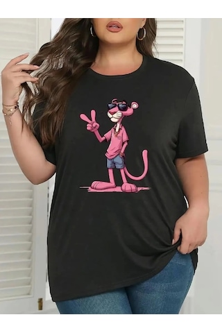 Modi Baskılı Oversize Bisiklet Yaka T-shirt - Beyaz - Mymg158836