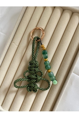 Lina&collection El Yapımı Çanta Süsü / Charm Yeşil Siyah Gold