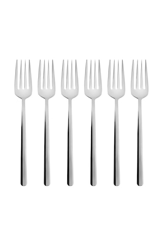 Emsan Bead 6 Parça 18 /10 Paslanmaz Çelik Tatlı Çatalı Seti Platin Gümüş