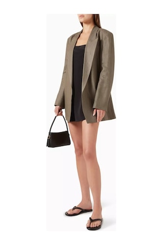 12storeez Kemerli Relax Fit Keten Blazer Kahverengi