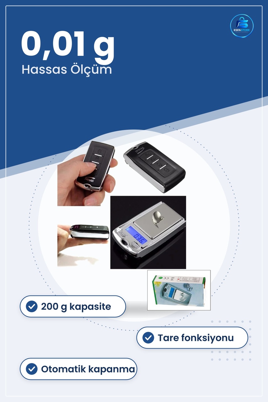 Mini Hassas Tartı 200 G X 0,01 Dijital Cep Terazisi Altın Takı Ve