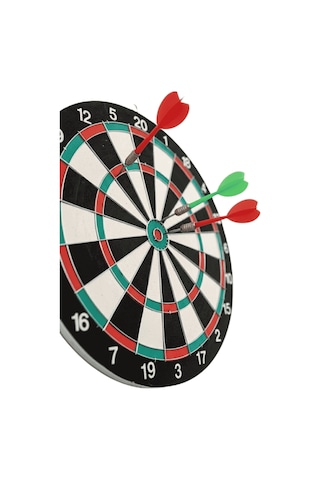 Dart Tahtası 15 İnç Ahşap Gövdeli 4 Metal Uçlu Dart Oku
