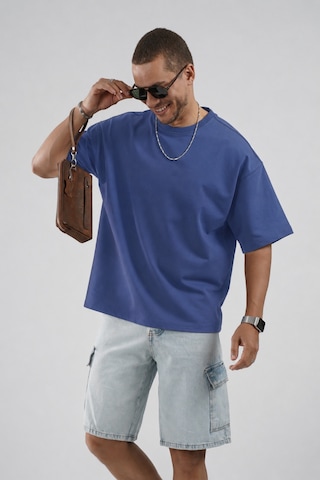 King Brich Oversize Kalıp Basic %100 Pamuklu Erkek Tişört Lacivert
