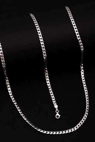 Erkek Gümüş Kolye Bileklik Set - 925 Ayar 4 Mm Oksitli Ezme Gurmet Zincir Gümüş Kolye Bileklik Set