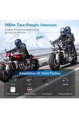 Q58 Max İntercom Kask Kulaklık Ekranlı Model Fm Radyo Özellikli