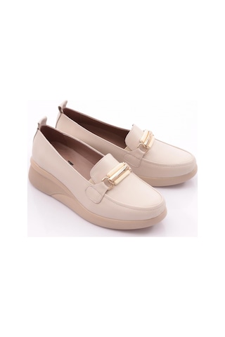 Dgn 2316 Kadin Loafer Ayakkabi Ekru Napa