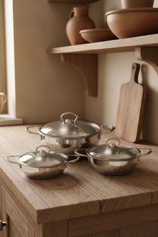 Bernardo Meyra 6 Parça Çelik Sahan Seti 16-18-20 Cm Siyah