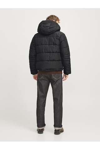 Erkek Kapüsonlu Fermuarli Puffer Mont - Build Black Siyah