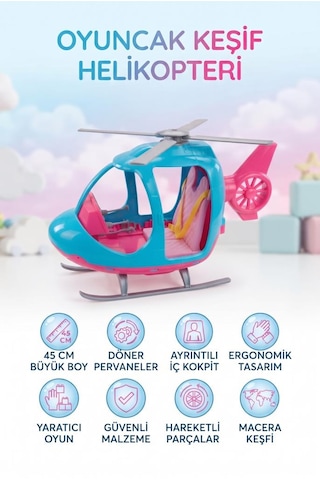 Barbe Keşif Helikopteri 45 Cm 2 Kişilik Detaylı Görünümlü Harketli Eğitici Oyuncak Helikopter
