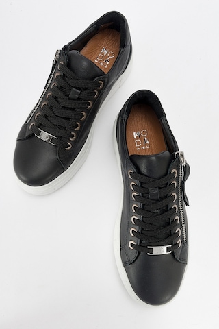 Luvishoes Berly Siyah Hakiki Deri Kadın Sneakers Siyah